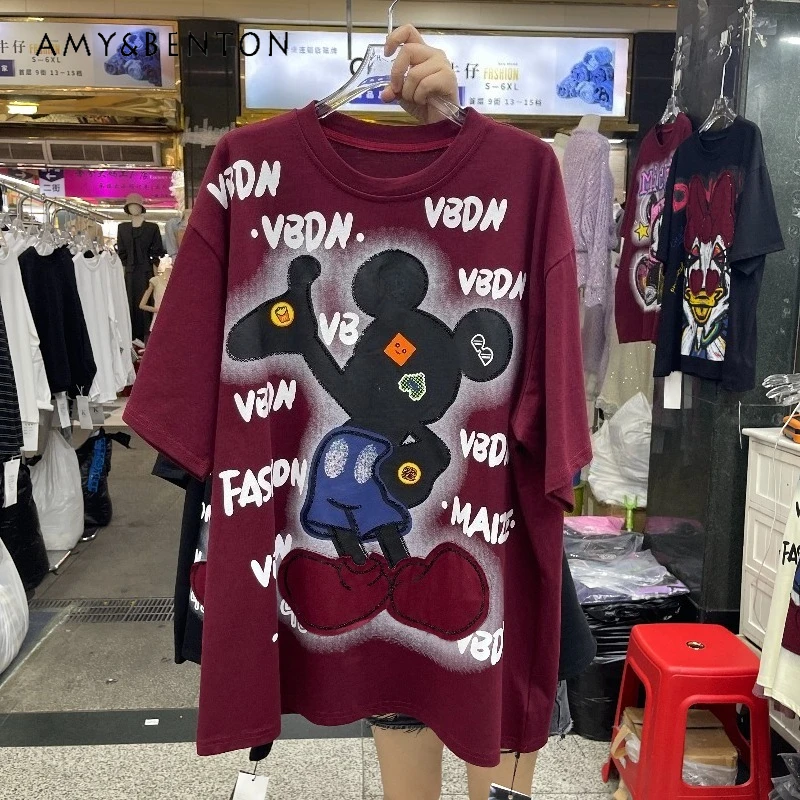 

Sweet Cute Casual T-shirt New Fashion Design Cartoon Short Sleeved Tshirts Ladies Loose Age-reducing Top Pullover Kawaii Clothes