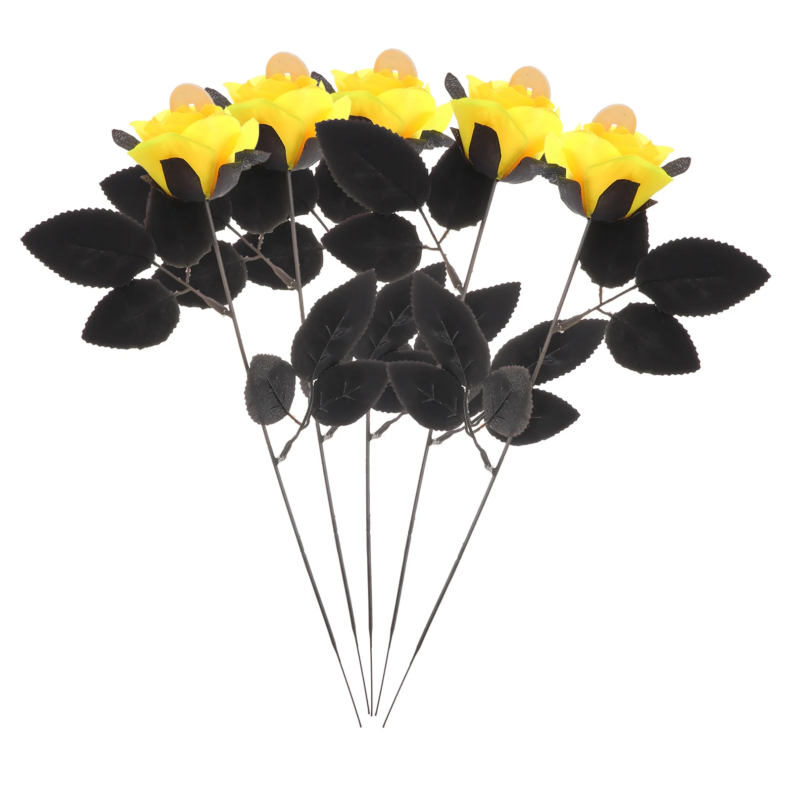 

5Pcs Simulation Rose Artificial Flowers Blooming Shape for Home Office Vase Bridal Bouquet Decorative Faux Rose Prop Luck Coin