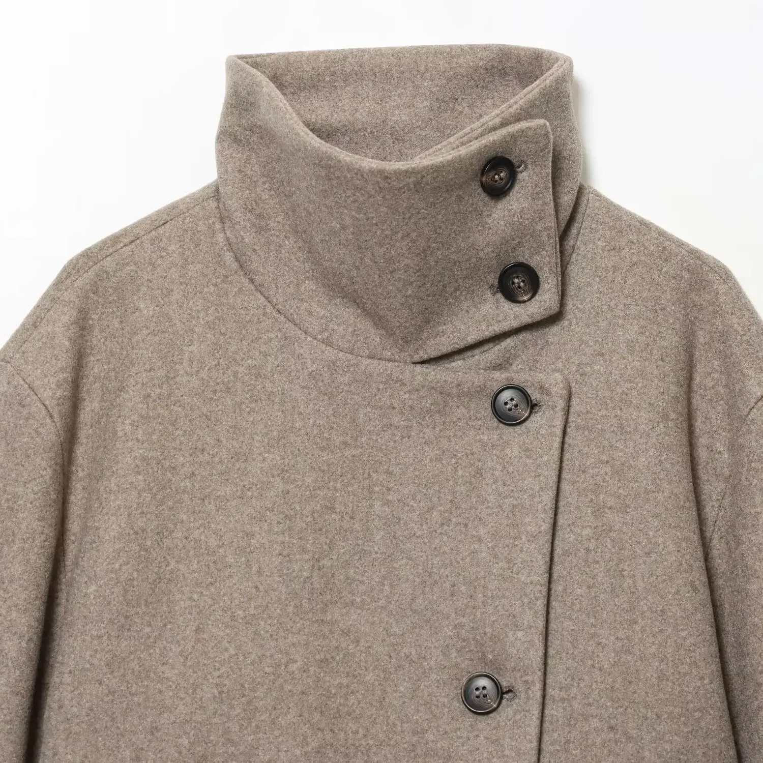 

Women's Autumn New Design Sense Polyester Fiber Long Sve Coat Stand Collar All Match