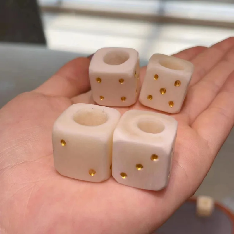 Bone High-Porcelain White Dice With Ring, Tibetan-Style Accessory 108-Bead Bracelet, Necklace, And Buddhist B