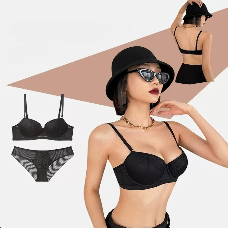 2026 Sujetador de Encaje Vintage Push Up Copa Completa con Varillas Laterales Suavizantes Conjunto de Ropa Interior para Mujer