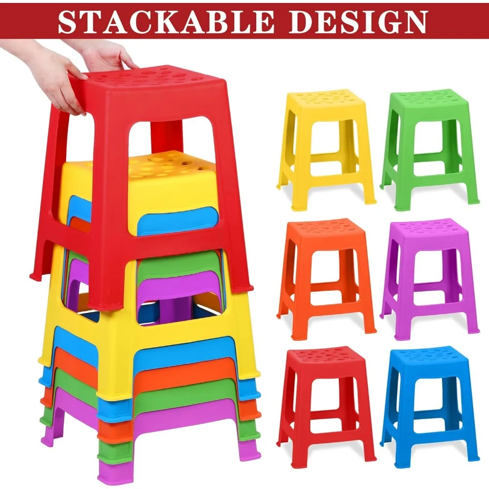 12 Pack Stackable Classroom Stools Plastic Stoolss Nesting Stoolss Colorful Round Stools Indoor Outdoor Flexible Seating