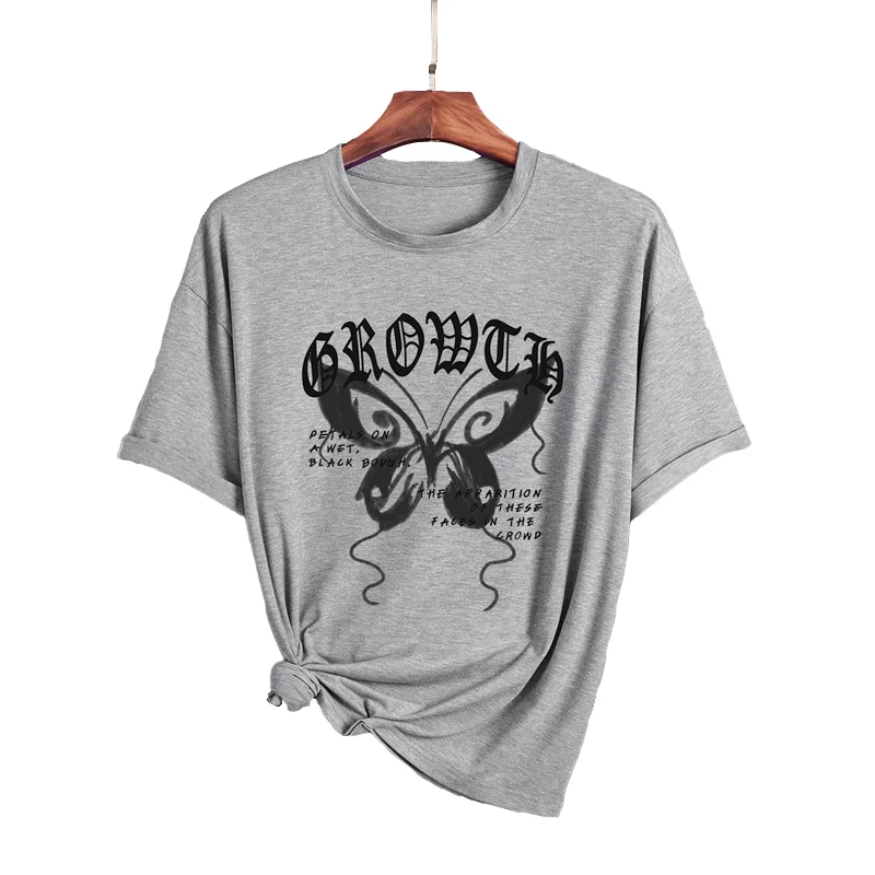 

Women t-shirts Summer top Hip Hop Goth Butterfly women shirts Fresh Alphabet Print T-shirt Women's oversize t-shirt