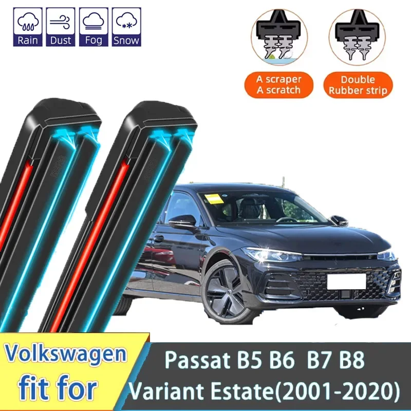 

For Volkswagen Passat B5 B6 B7 B8 Passat Variant Estate Front Windscreen Wipers Double Rubber Car Wiper Blades Car Accessories