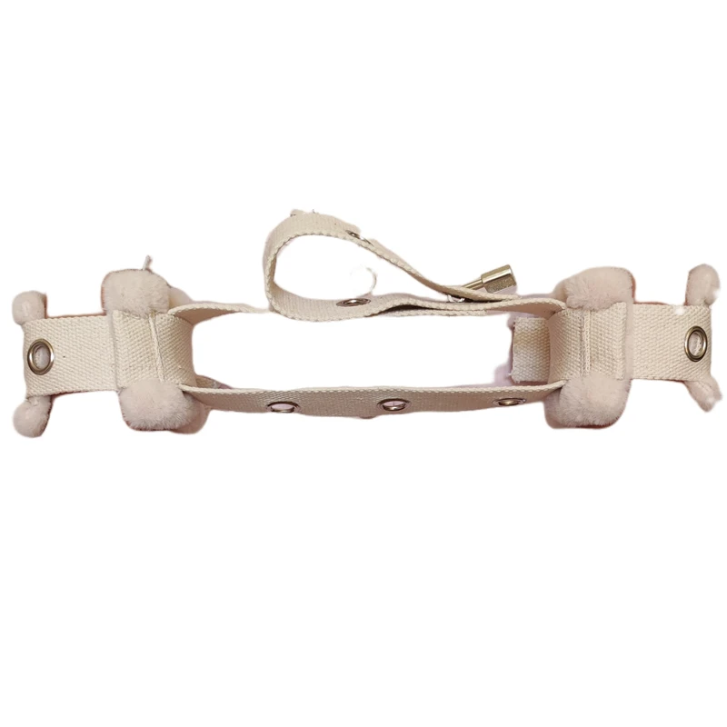 Heavy Duty Canvas Hogtie Cross Handcuffs Locking Fluffy  Anklecuffs BDSM Restraints Bondage Set