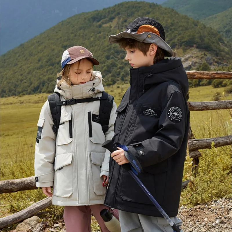 

RAISE Children Down Jacket -30 Degree Russian Winter Hooded Thick Winter Jacket For Teens Kids Boy Snowwear Parka Outerwear Coat