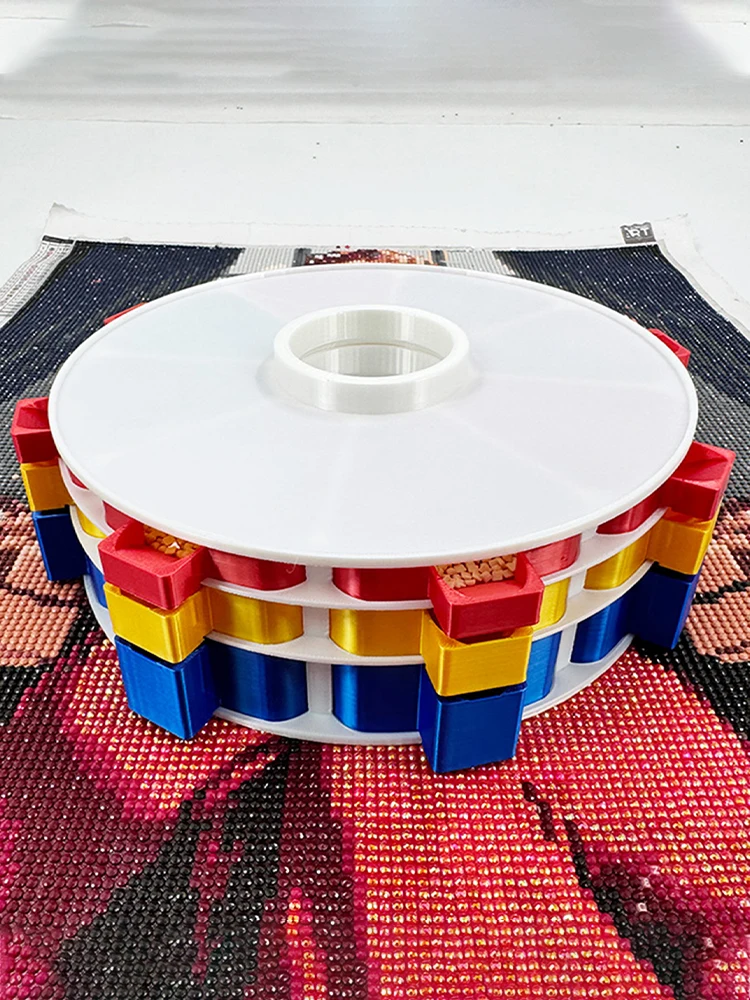 منظم صينية اللوحة الماسية الدوارة، صينية حجر الراين للطباعة ثلاثية الأبعاد لأدوات وإكسسوارات صناعة الخرز