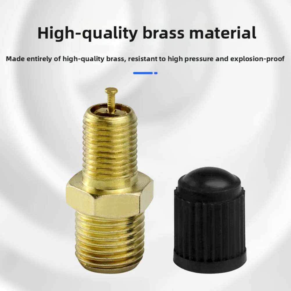 Air Compressor Tanks Fill Valve Automobile Tire Valve Core Valve Stems Brass Hexagonal Double-Ended Connector For Leak-Free HVAC