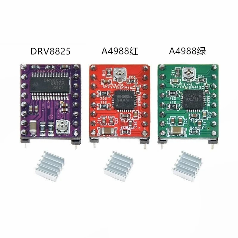 

DRV8825 purple A4988 red green stepper motor driver with heat sink with retail packaging