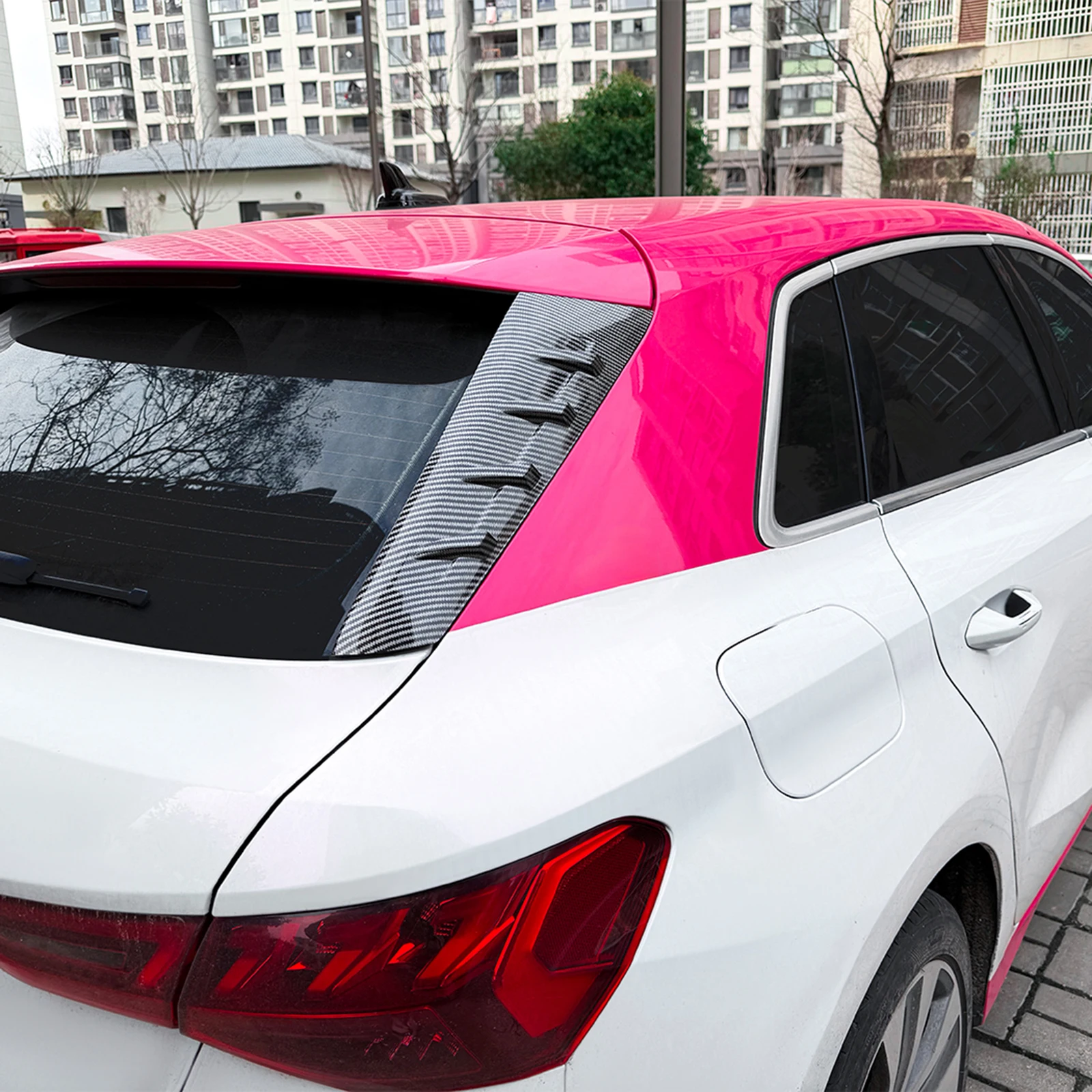 

Rear Window Side Spoiler Wing Cover Gloss Black/Carbon Fiber Look Tail Windshield Splitter Canards For Audi A3 S3 8Y 2021-2025