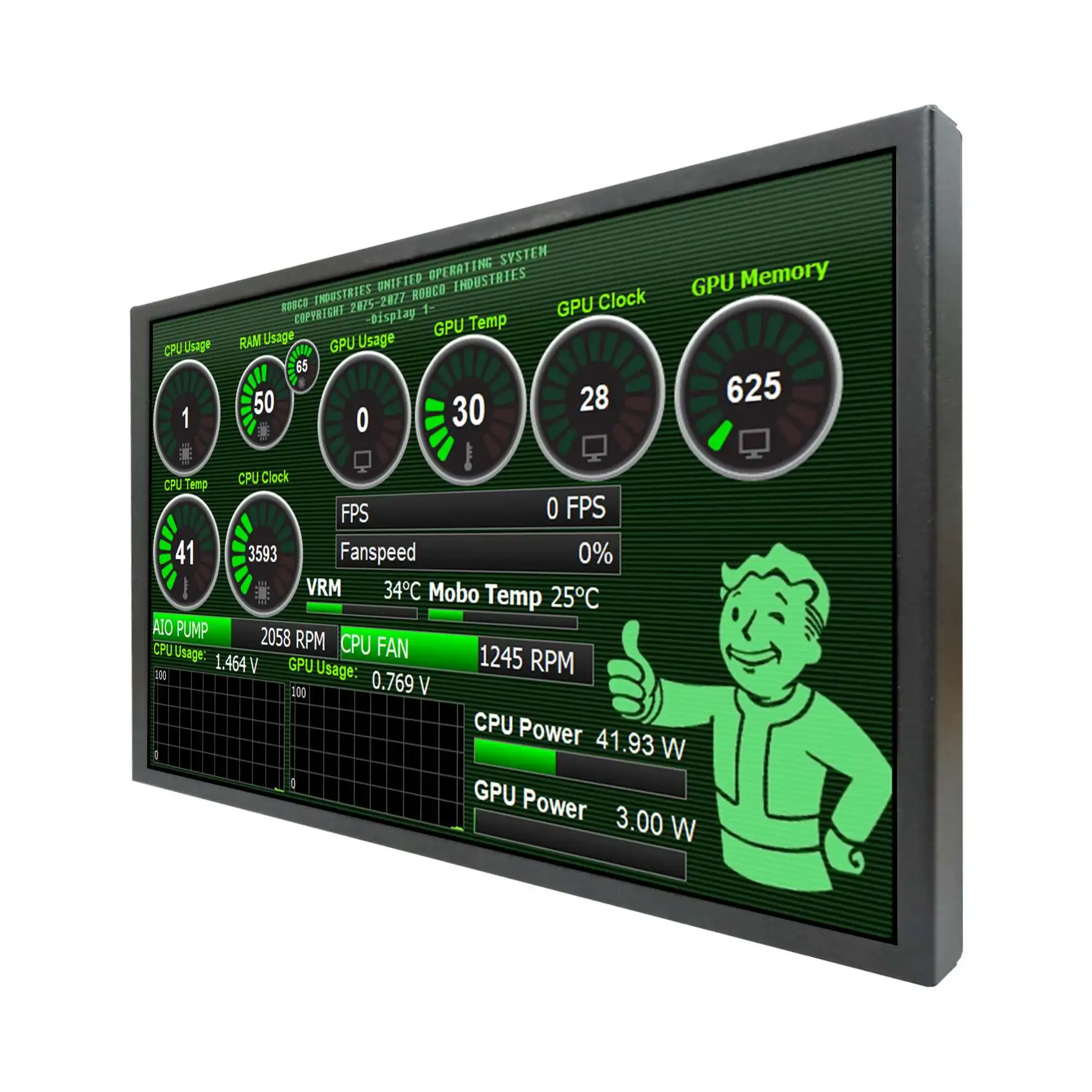 10.1in 800x1280 White/Black PC Case Monitor USB Port Built-in Theme Editor For DIY CPU GUP Temp Data