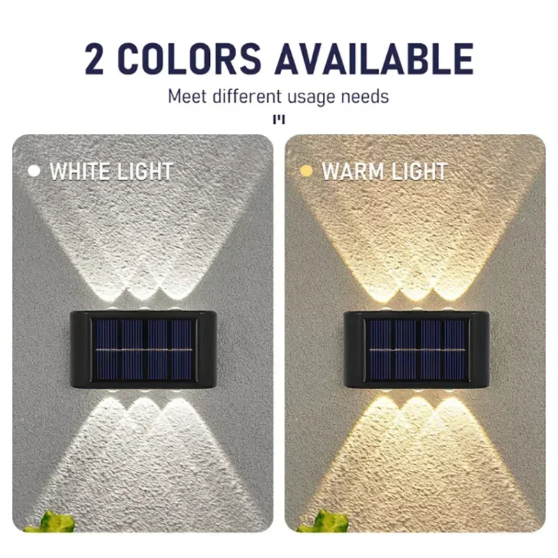 Outdoor Solar Wall Lamps LED Waterproof Up and Down Luminous Lighting Wall Lights Sunlight Powered Garden Decor Landscape Light