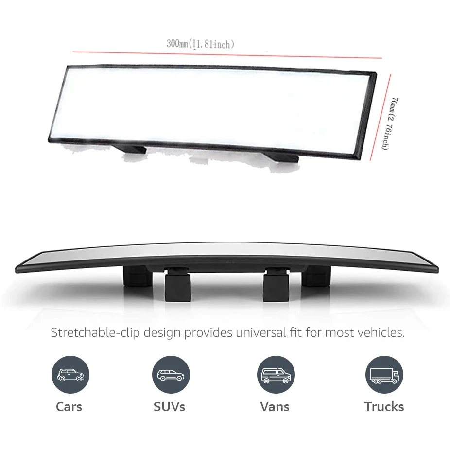Universal anti-glare interior mirrors, wide-angle convex rearview mirrors, snap-on high-definition wide-angle anti-fog feature