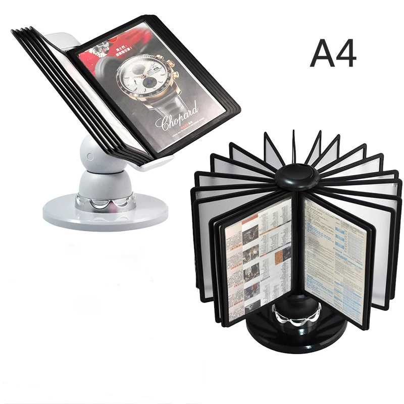 

A4 20 Page 40 View Menu Display Rack 360° Rotatable Signage Rack Photo Holder Ideal for Restaurants Bars Homes Shops and Office