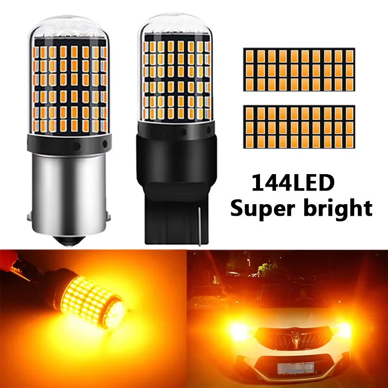 1pc CanBus p21w py21w T20 LED W21W W21/5W 7440 T443 led S25 1156 BA15S BAU15S Bulbs 3014 144smd car Turn Signal Lights