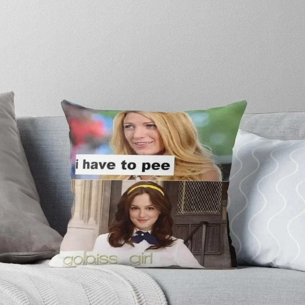 i have to pee go piss girl Throw Pillow Room decorating items Pillows Aesthetic Pillowcases For Pillows pillow