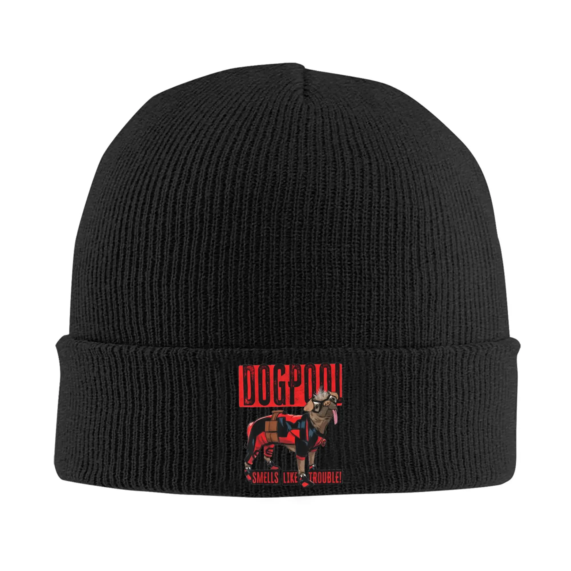 Deadpool & Wolverine Dogpool Knitted Hat Women Men Beanie Autumn Winter Casual Hat Acrylic Smells Like Trouble Warm Melon Cap