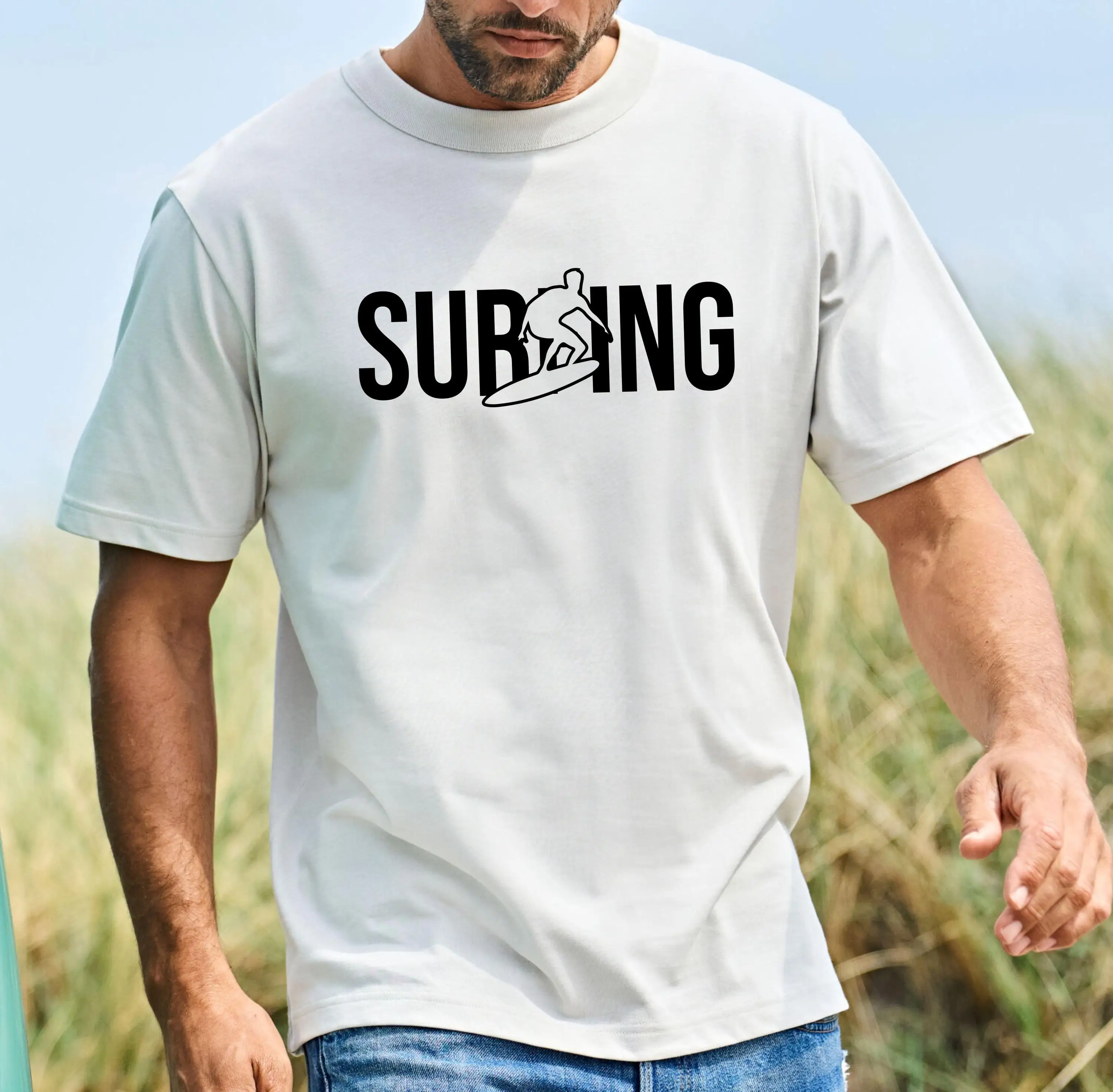 Summer Vacation Casual Fashion Surfing T-shirt: A Relaxed T-shirt for Neutral Surfers, Suitable for Both Men and Women