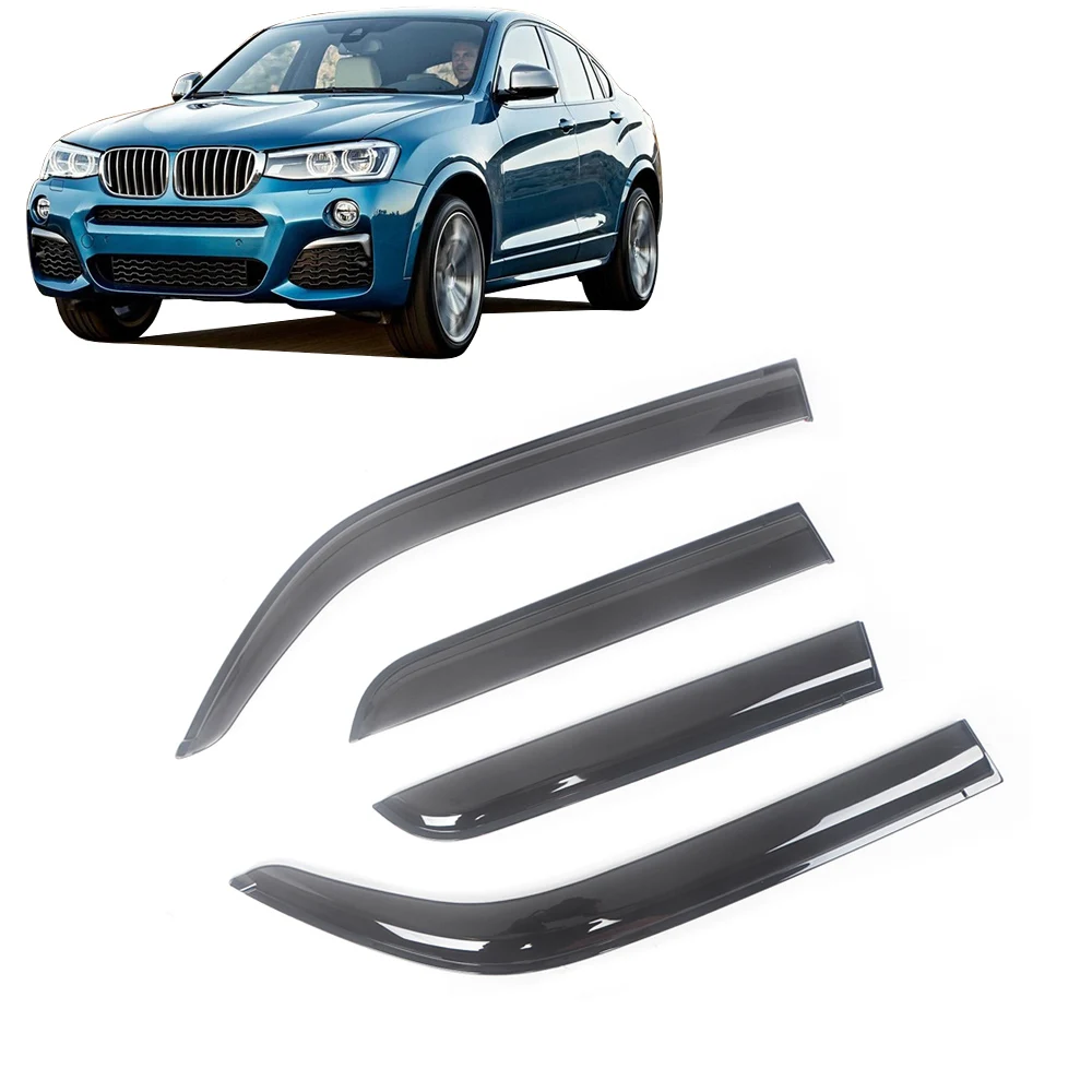 

For BMW X4 F26 2015-2017 Auto Side Window Wind Deflectors Visors Black Rain Guard Door Visor Vent Shades Dark Smoke Ventvisor