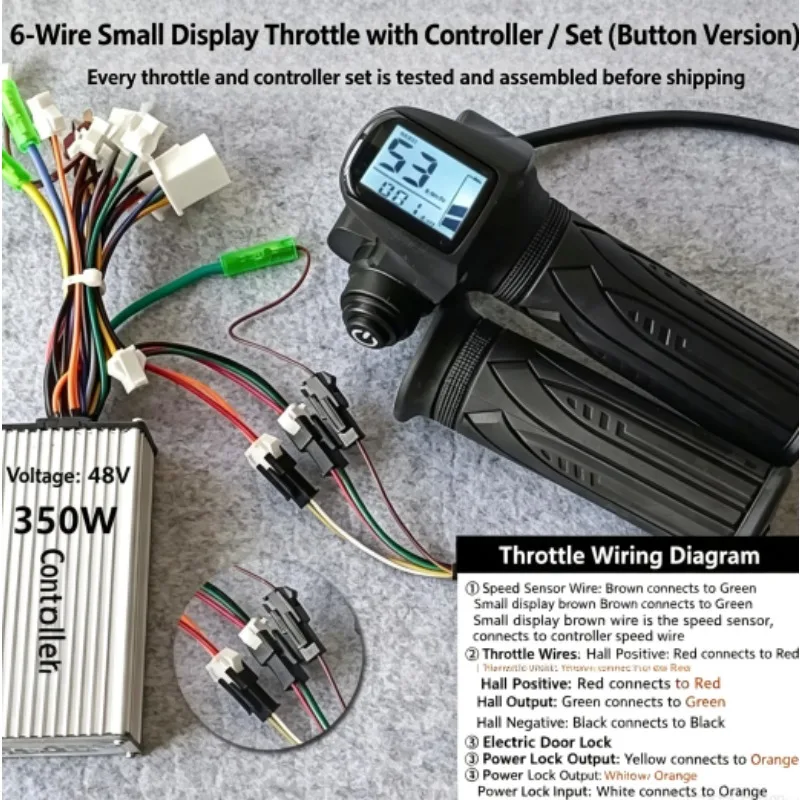 48V Throttle Speed Controller Complete Assembly For 14 Inch Folding E‑Bike Scooter Replacement Spare Handle Parts