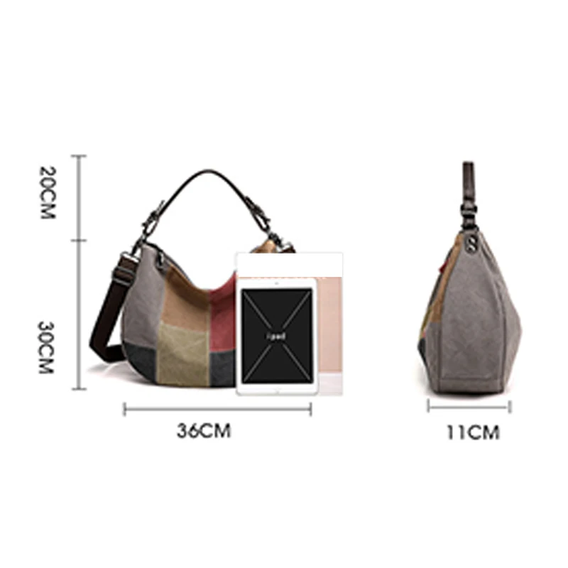 Women's Large Capacity Canvas Bag Fashion Handbag Crossbody Bag Shoulder Patchwork Bag for Ladies Daily Carrying