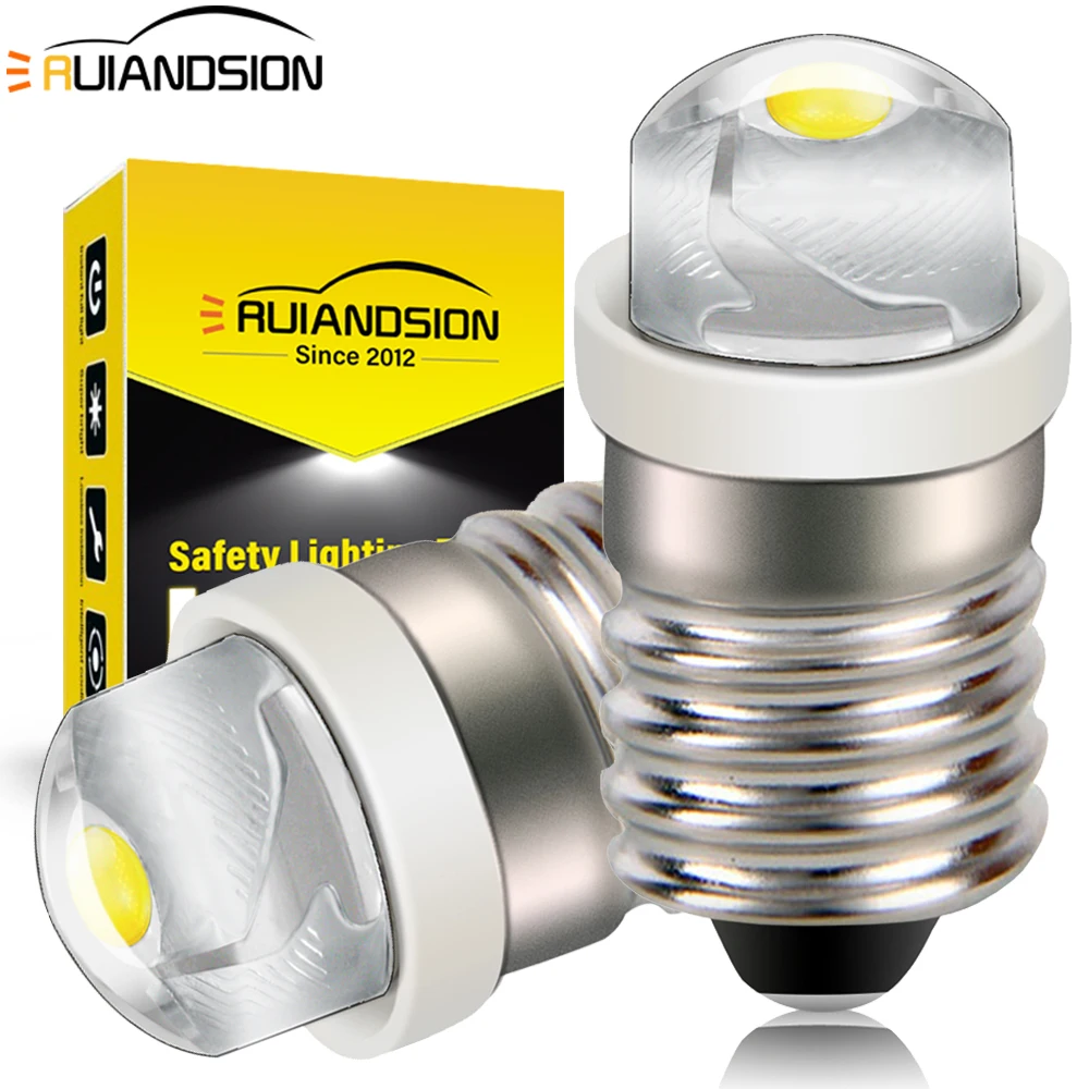 Lâmpada LED E10 COB 0.5W Super Brilhante, Lâmpada de Substituição para Lanterna, 3V 6V 12V, Lâmpada LED Mini Universal para Reparo de Bicicletas, 2 Peças