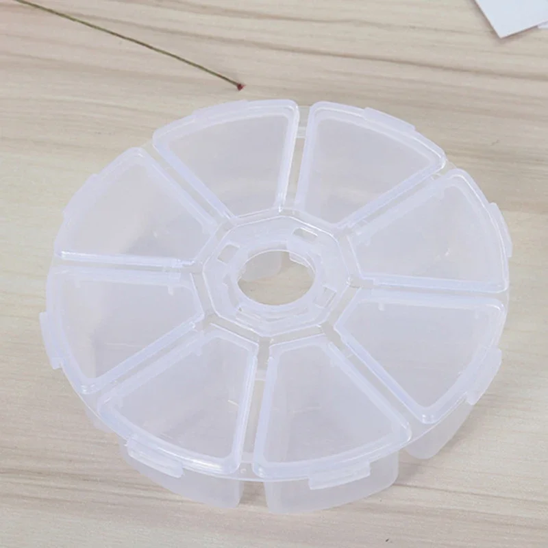 Removable Storage Box Round Small 8 Grids Travel White Home Organizer Pills Container Cosmetic Desktop Jewelry