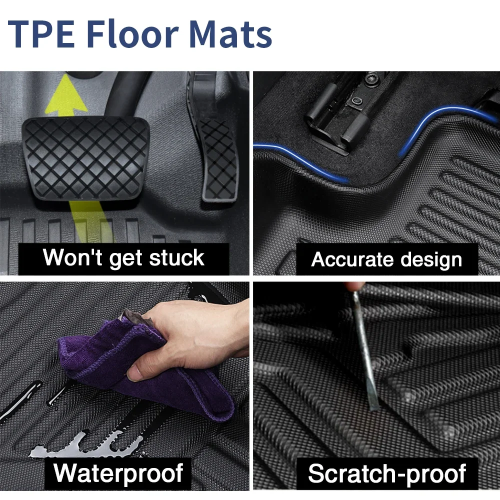 For Jeep Grand Cherokee WK2 2011-2023 Car Floor Mats All-Weather TPE Foot Mats Odorless Pad Waterproof Mat Interior Accessories