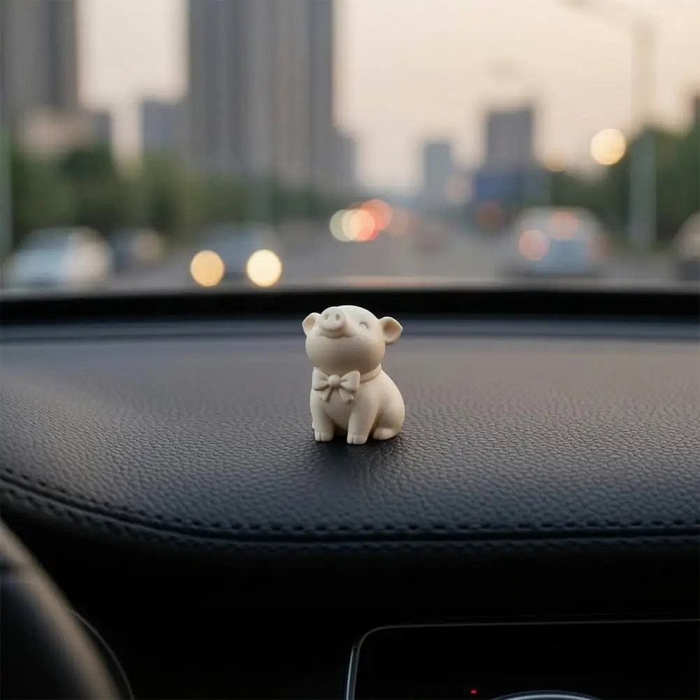 Cute Piggy Desk Ornament Unique Office Desk Decor 3d Printed Bow Tie Pig Figurine Matte Cream White Decor Statue Compact Desk