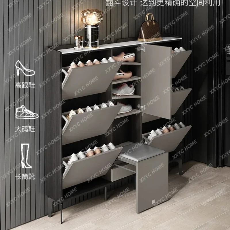 A Modern Italian Style Ultra-Thin Narrow Shoe Cabinet 2025 New Model Indoor Entryway Flip Shoe Cabinet Entryway Cabinet