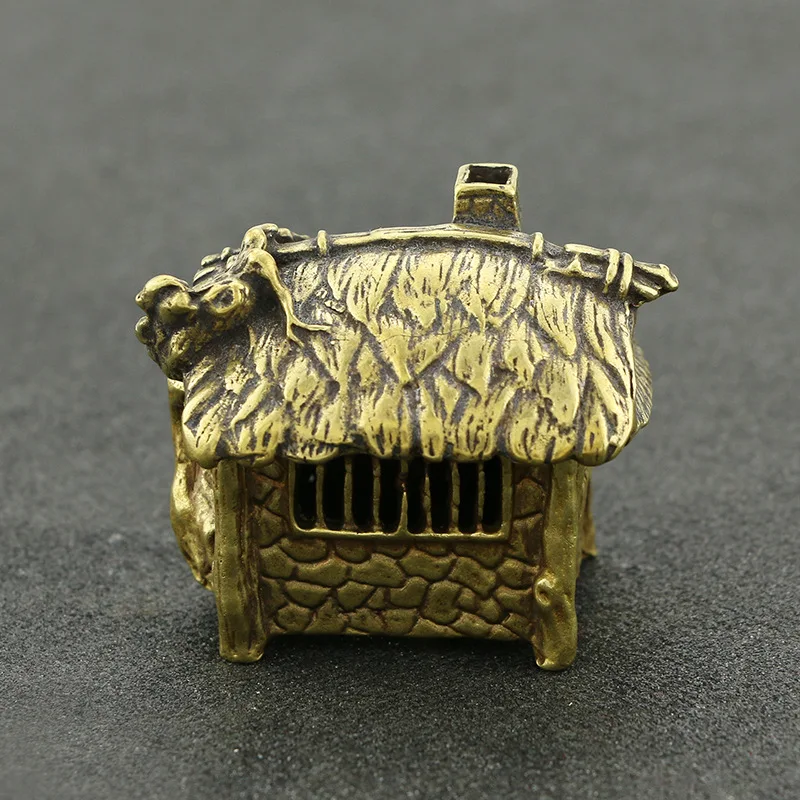 

Vintage Brass Mini House Figurines Tea Pet Craft Desk Decoration Living Room Home Decoration Accessories