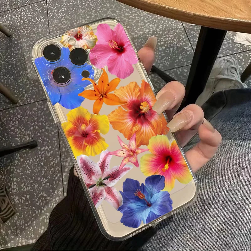 Silicone Lily Flower Phone Case For Redmi Note12 13 11 12 13 14 Pro Plus 5G  13C 4G Shockproof Cover Transparent Floral Fundas view 6