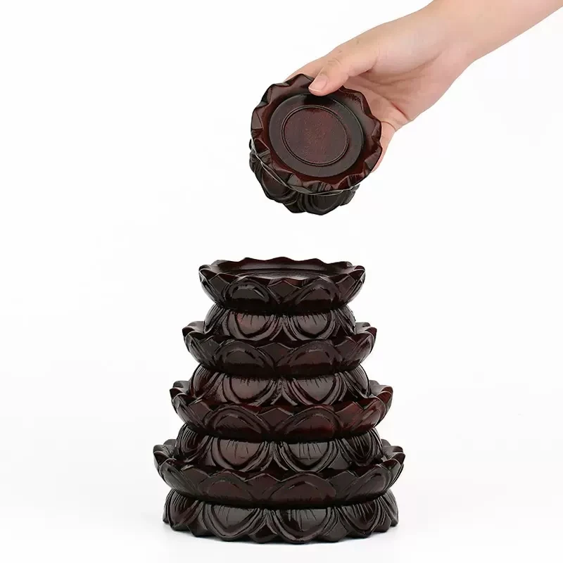 الخشب الصلب شكل دائري لوتس الركيزة تمثال بوذا كسر الجدول مبخرة قاعدة ديكور المنزل