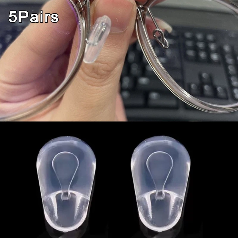 B*5Pairs Eyeglasses Push In Silicone Air Chamber Nose Pad Super Soft Silicone Nose Pads For Optical Eyewear