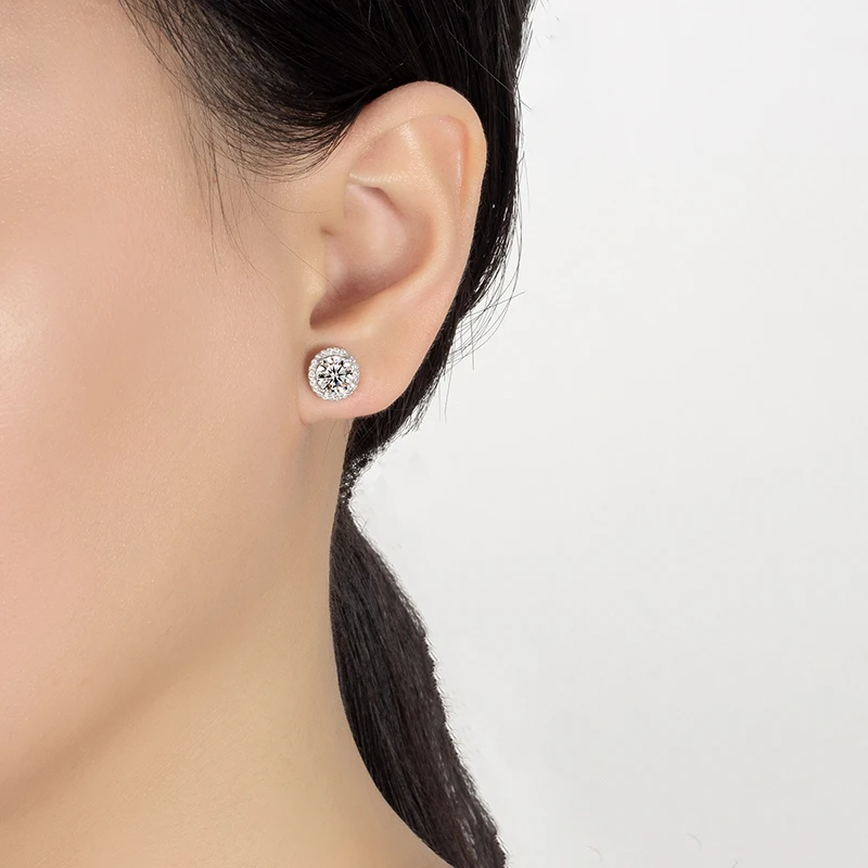 

Moissanite Stud Earrings for Women round Brilliant Cut Conflict Free Simulated Diamond Jewelry Fashion Jewelry