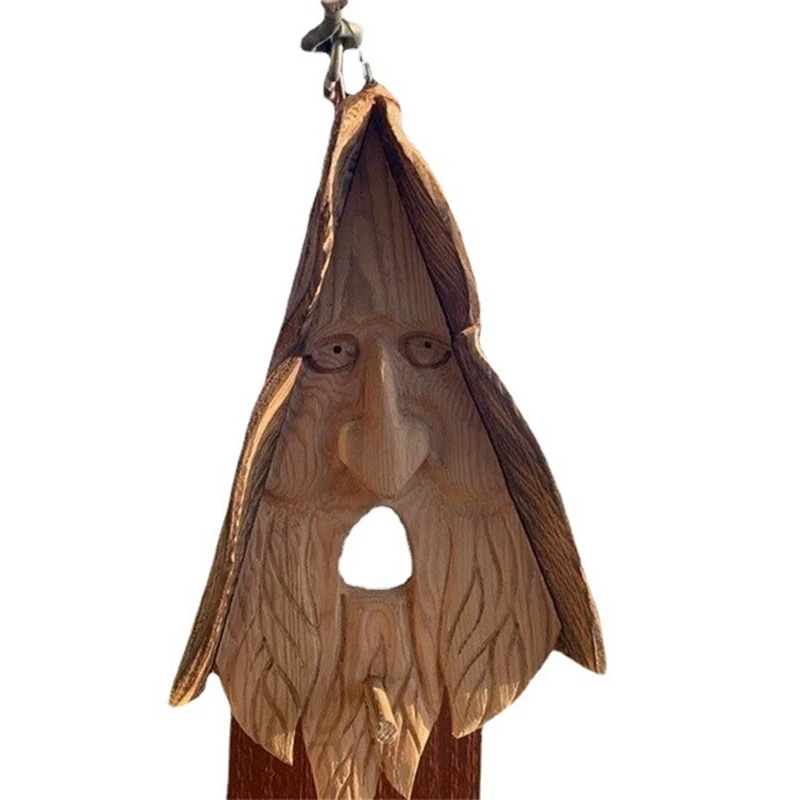 Bird Feeders For Outdoors Window Bird Feeder Yard Decoration Birdhouse Old Man's Head Pendant On The Resin Handicraft Pendant