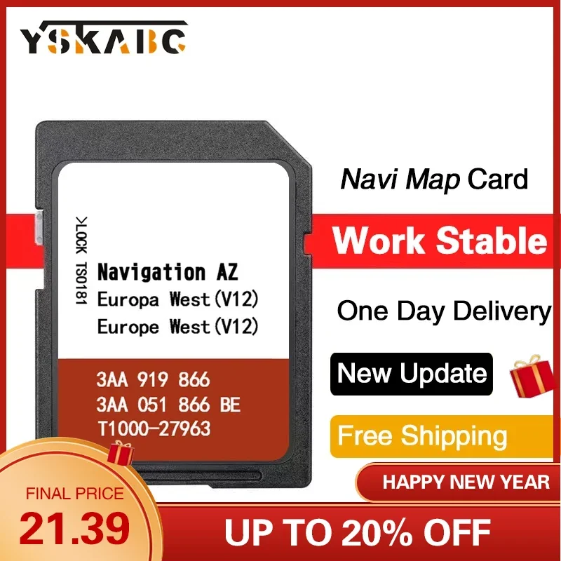 Work for RNS Car System 315 AZ V12 West Europe Car Navigation Map Card UK UA Spain