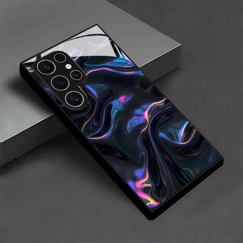 

Flowing Light Pattern glass Phone Case For Samsung Galaxy S26 S25 S24 S22 S23 Ultra S21 S20 Plus 5G Non-Slip Full Cover