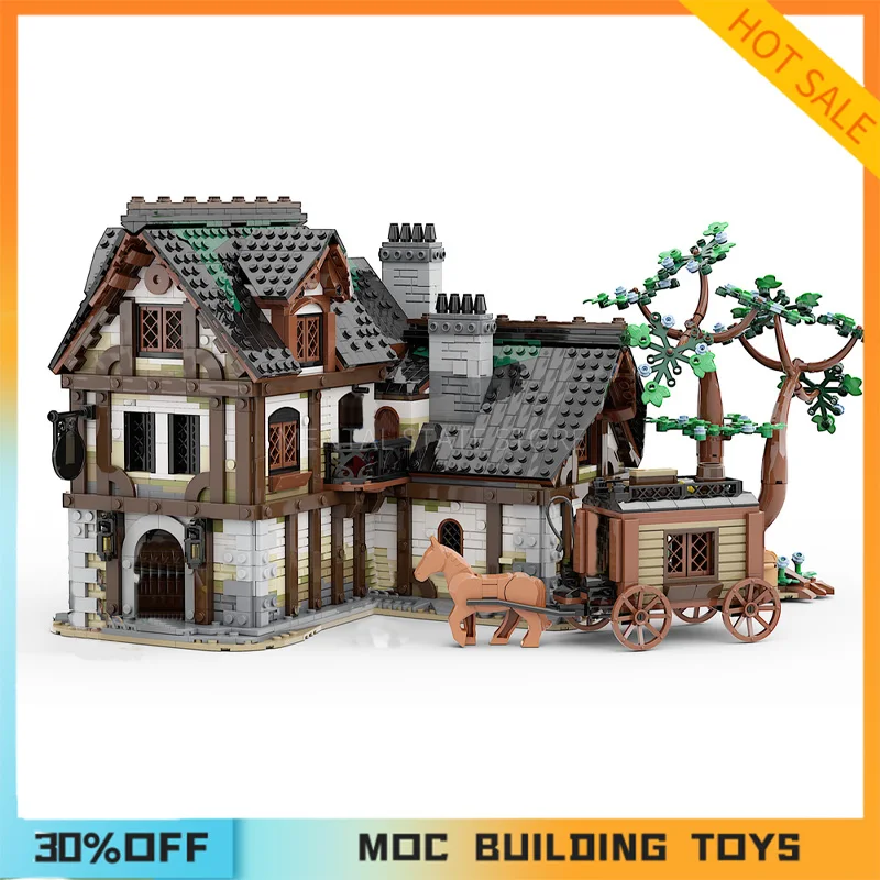 

3443PCS Customized MOC Medieval Tavern Building Blocks Technology Bricks DIY Creative Assembly Education Toys Holiday Gifts