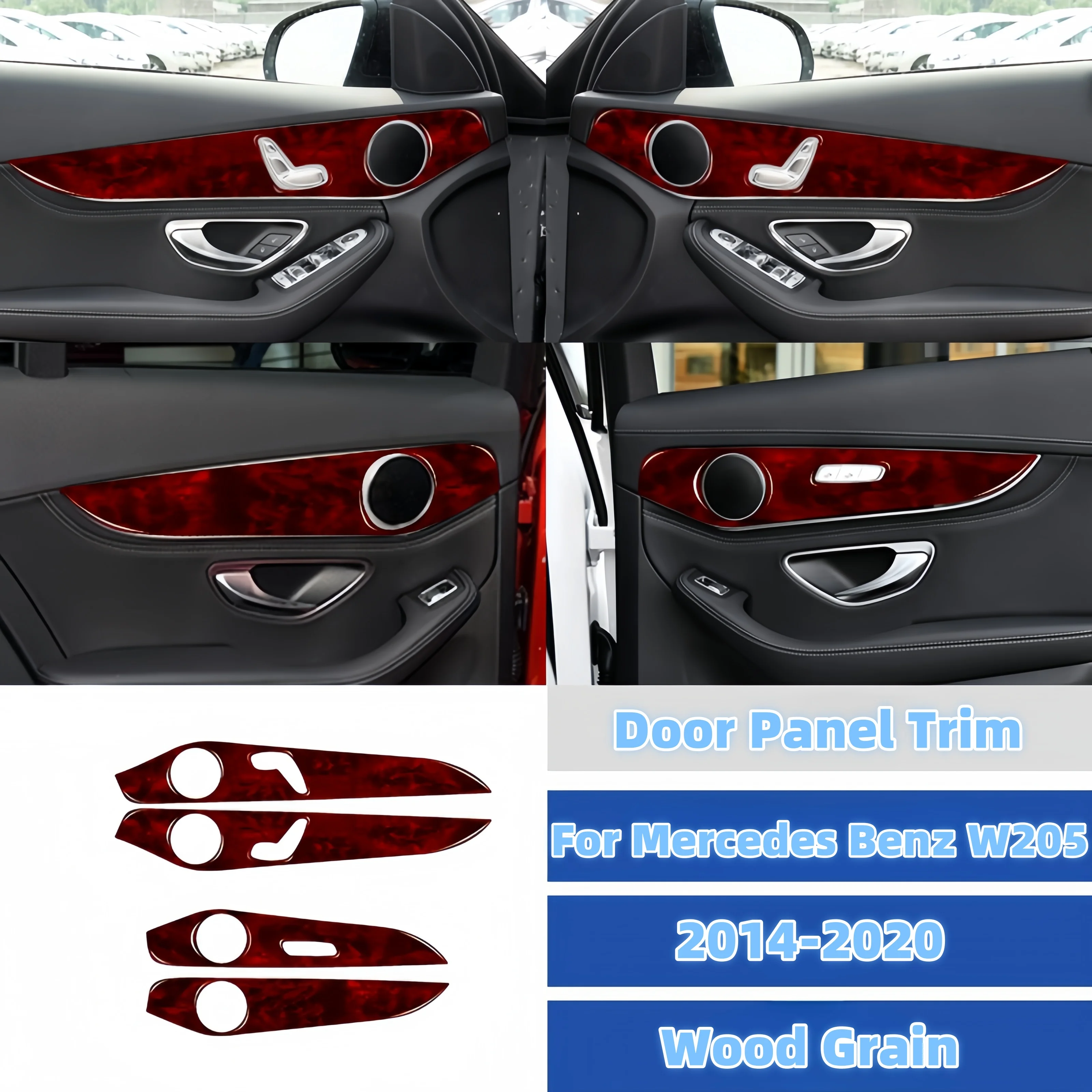 

For Mercedes W205 Benz GLC C Class 2014-2020 Wood Grain Car Interior Door Panel Trim Decorative Sticker Auto Tuning Accessories