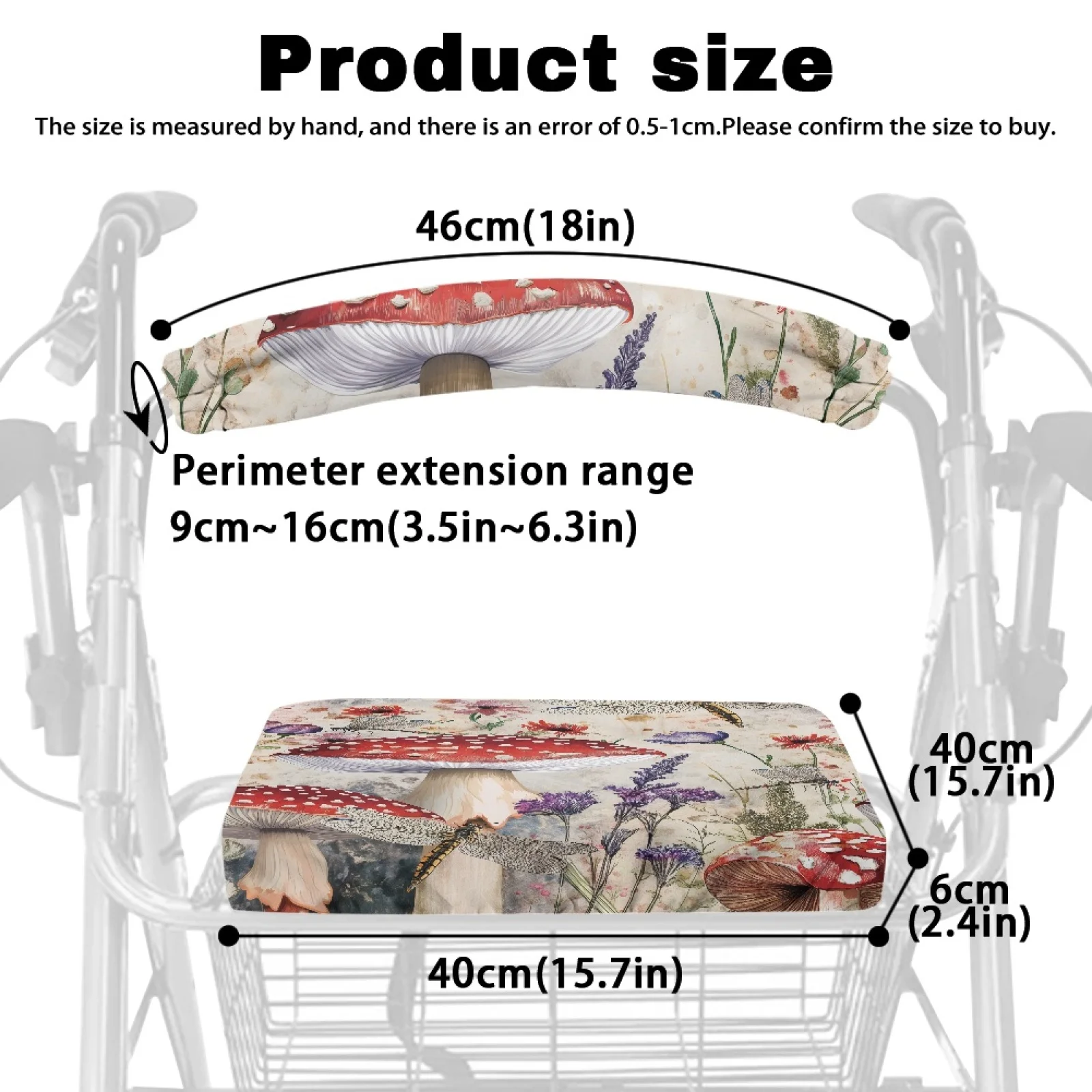 Coloranimal Mushroom Dragonfly Set of 2 Rollator Seat Cover for Elderly Rollator Walker Seat Covers 2026 New view 6