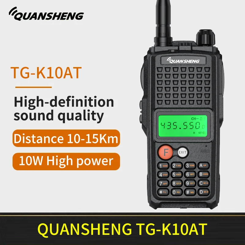 Quansheng/K10AT walkie talkie 4000mAh 10W 5km-10km, suitable for outdoor battlefields and indoor Safe and reliable