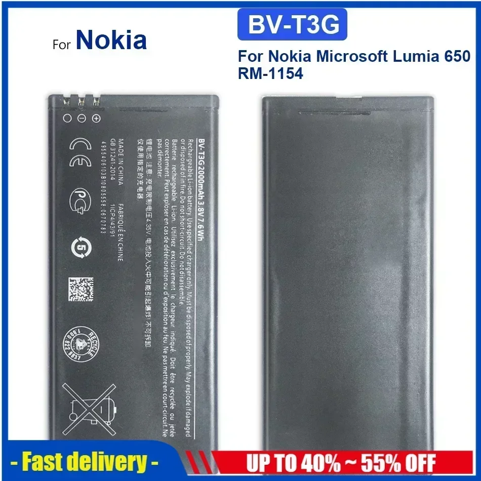 Replacement Mobile Phone Battery For Microsoft Nokia Lumia 650 RM-1154 BVT3G 2000mAh BV-T3G Full Capacity High Quality