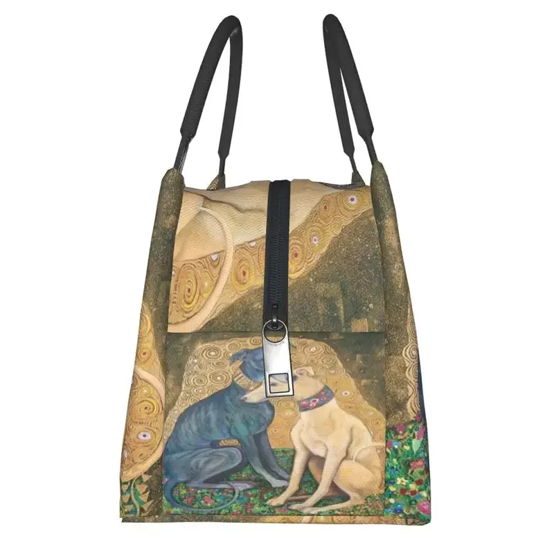 Fiambreras personalizadas con aislamiento térmico para hombre y mujer, bolsas de almuerzo con diseño de perro galgo Gustav Klimt, ideal para el trabajo, Pinic o viajes