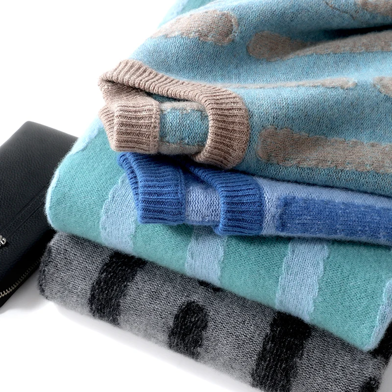 

Осень и зима, новинка 100, шерстяной утолщенный повседневный свободный свитер с круглым вырезом, кашемировый вязаный низ