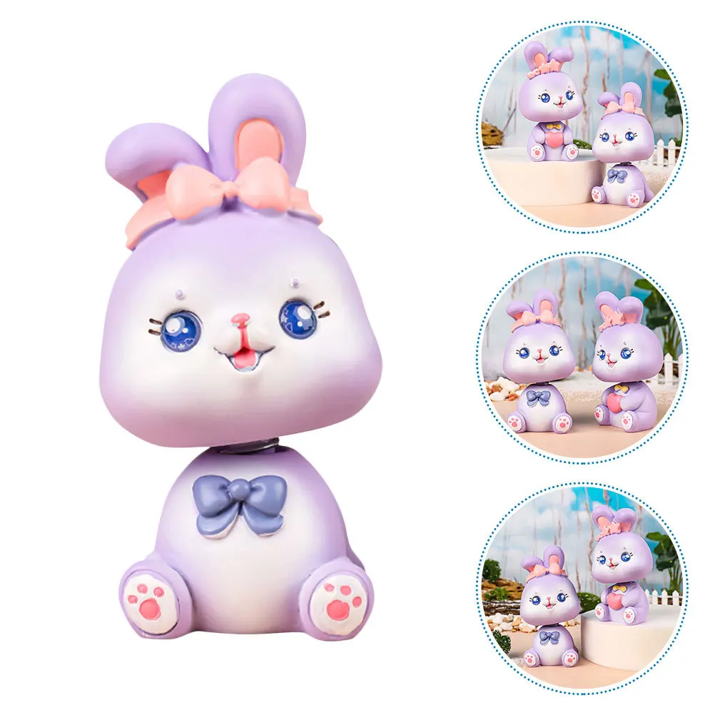 

Shaking Head Resin Mini Bunny Decoration Small Rabbit Ornament for Car Home Desktop Garden Use Rabbit Ornaments