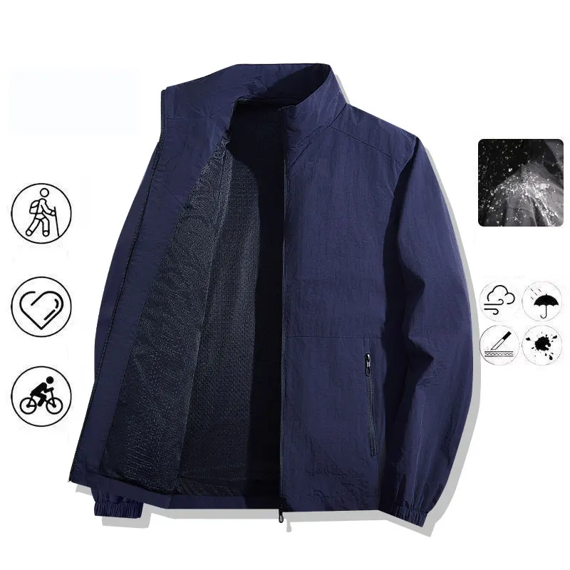 Autumn Breathable New Men's Jackets Outdoor Sports Loose Korean Casual Coat Man Stand Up Collar Classic Solid Color Windbreaker