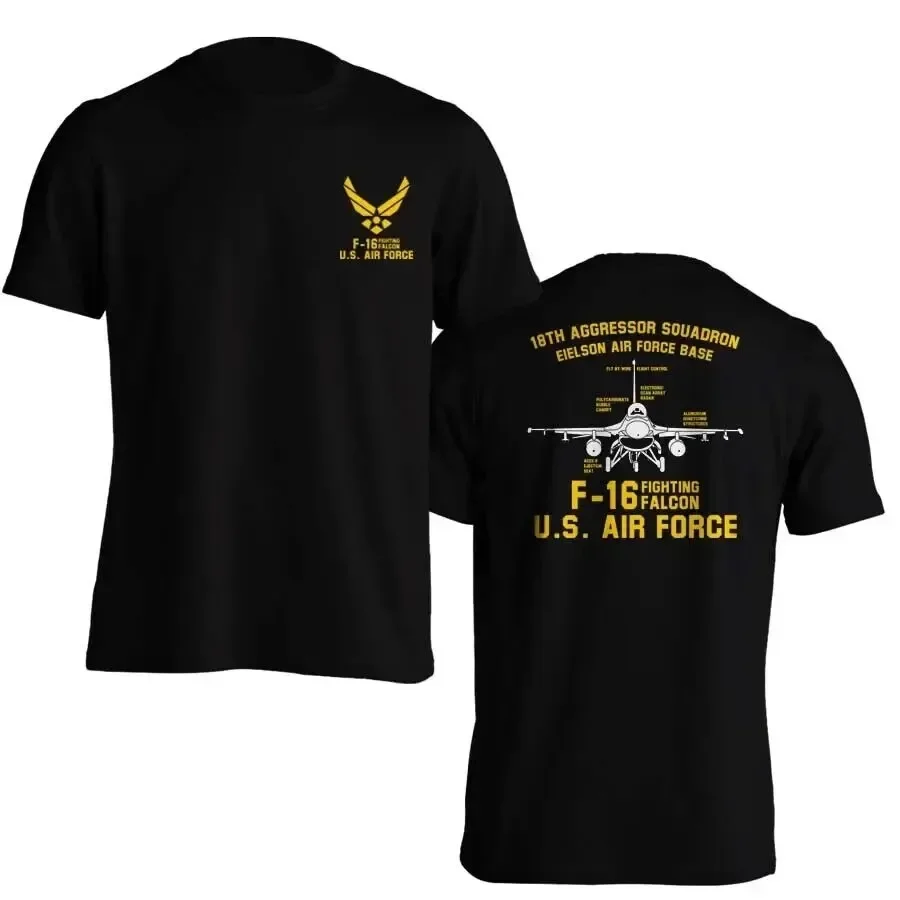 F-16 Fighting Falcon 18th Squadron US Air Force Men T-Shirt Short Sleeve Casual Cotton Summer T Shirts