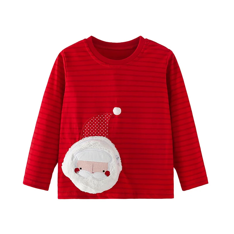 

3-8T Santa Claus Girl Long Sleeve T Shirts Cotton Kids Autumn Spring Kids Boys Clothes Children's Blouse Toddler Shirts