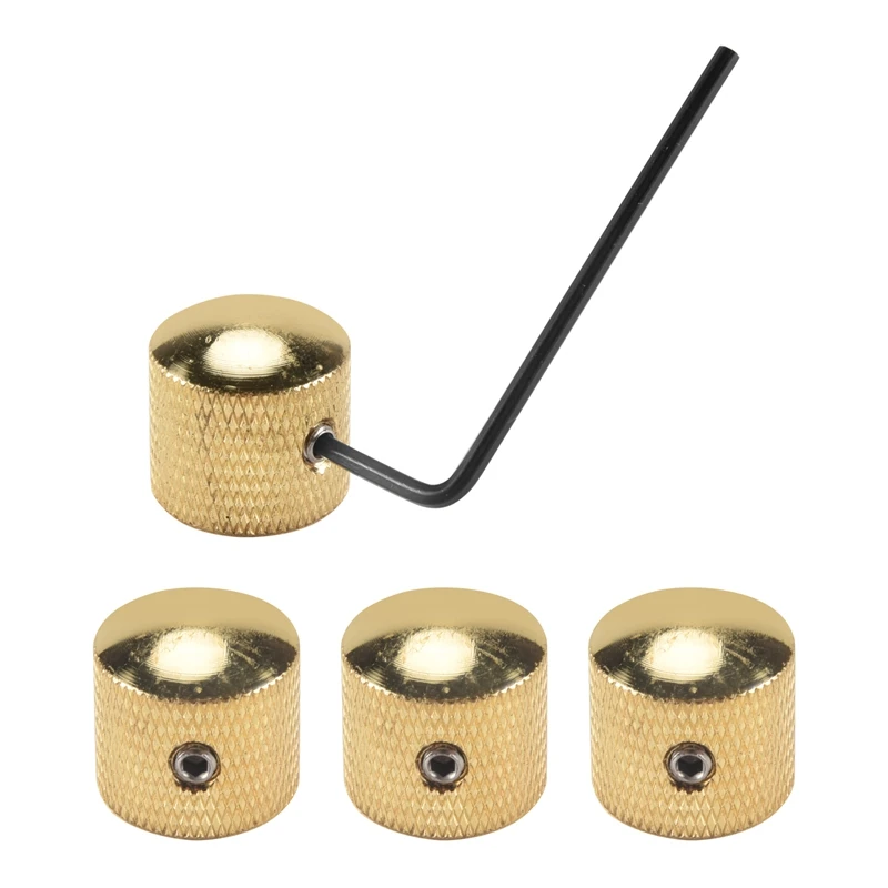 -A65I 4 Uds. Perillas de Control de velocidad de guitarra de tono de volumen de Metal con tornillos para Fender Strat Telecaster Les Paul Electr